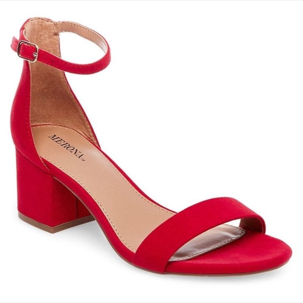 Red target block heels merona